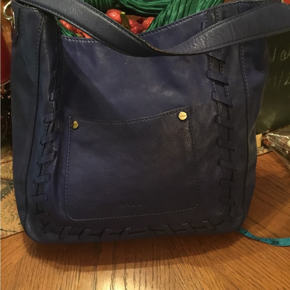 Milly Royal Blue Leather Medium Size Shoulder Bag